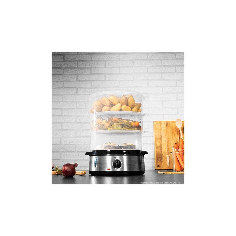 Cecotec Vapovita 3000 Inox food processor 800 W 1 L Black, Stainless steel, Transparent