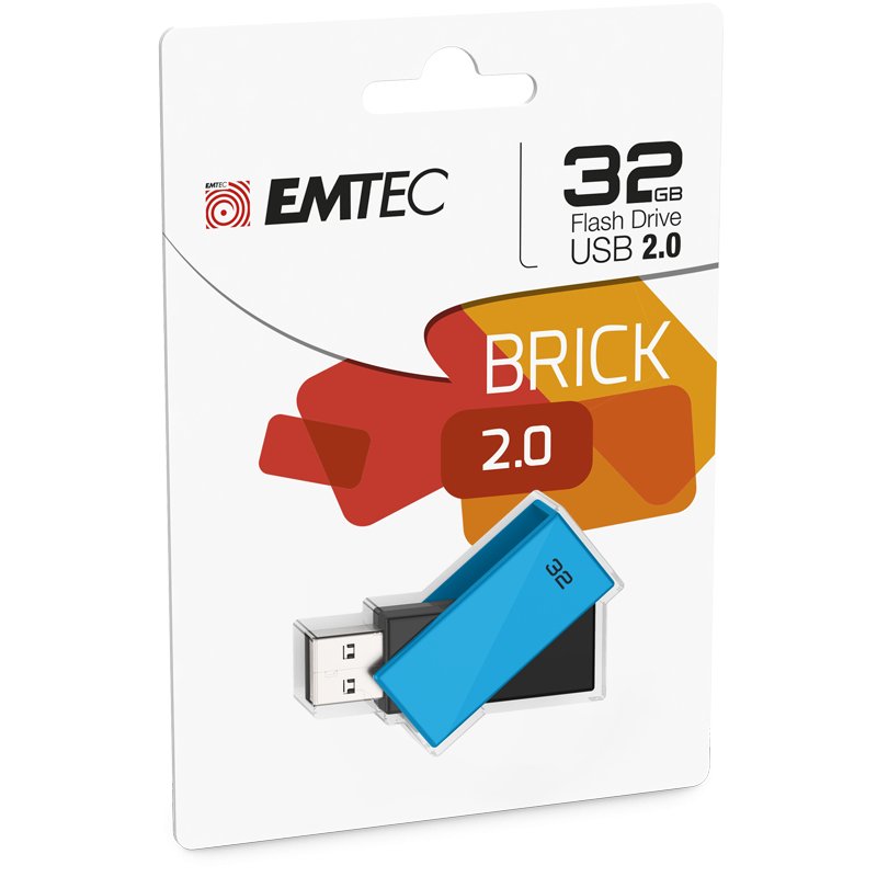 Clé USB 2.0 Emtec compatible C350 Brick 2.0 - 32Go (Bleu)