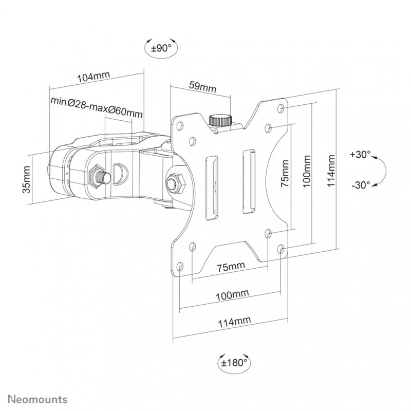 NEOMOUNTS Screen Pole Clamp/Truss Mount