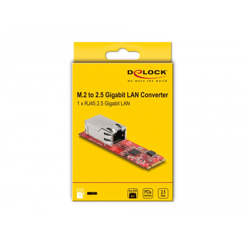 Konverter M.2 Key B+M Stecker zu 1 x RJ45 2,5 Gigabit LAN Port horizontal