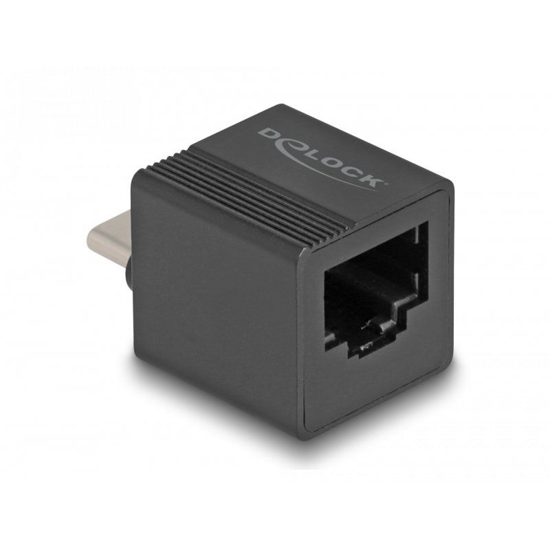 USB 3.2 Gen 1 Adapter mini, USB-C Stecker  RJ-45 Buchse (schwarz, 90° abgewinkelt, Gigabit LAN 10/100/1.000 Mbit/s)