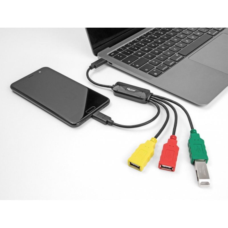 4 Port USB 2.0 Kabel-Hub mit USB Type-C zu 3 x USB-A