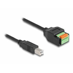 USB 2.0 Adapter, USB-B Stecker  5 Pin Terminalblock (schwarz, 15cm)