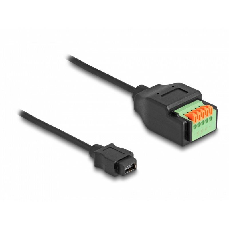 USB 2.0 Adapter, Mini-USB Buchse  5 Pin Terminalblock (schwarz, 15cm)