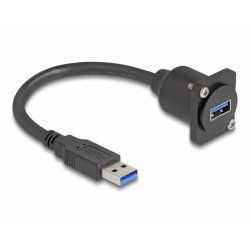D-Typ USB 3.2 Gen 1 Kabel, USB-A Stecker  USB-A Buchse (schwarz, 20cm)