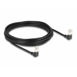 Patchkabel RJ-45 Cat.6a S/FTP, Slim 90° gewinkelt (schwarz, 5 Meter, nach oben abgewinkelte Stecker)