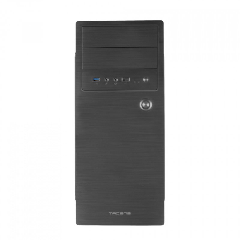 Tacens 2INITIOX, ATX Semi-Tower PC Case, 12cm Side Fan, Brushed Aluminium Front, Steel, Black