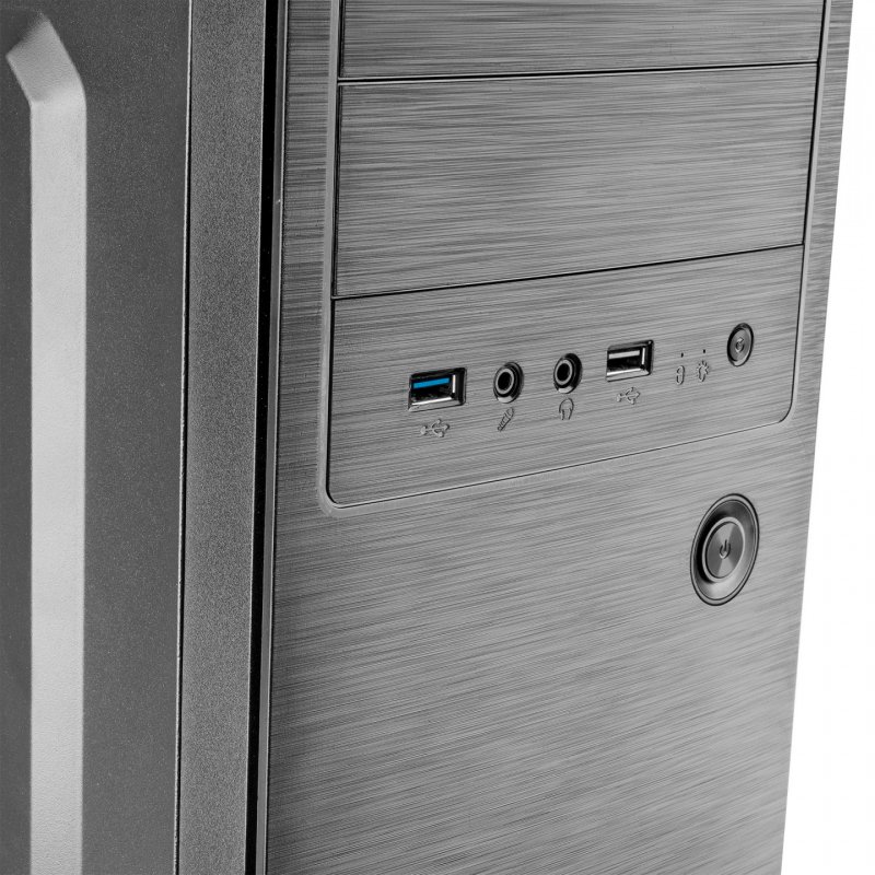 Tacens 2INITIOX, ATX Semi-Tower PC Case, 12cm Side Fan, Brushed Aluminium Front, Steel, Black