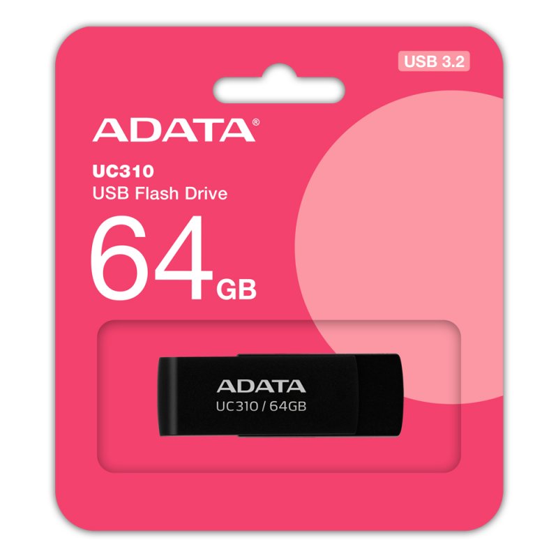 ADATA UC310 lecteur USB flash 64 Go USB Type-A 3.2 Gen 1 (3.1 Gen 1) Noir