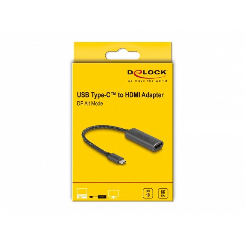 DeLOCK 64229 câble vidéo et adaptateur 0,2 m USB Type-C HDMI Noir