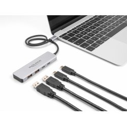 USB 10 Gbps USB Type-C Hub mit 2 x USB Typ-A und 2 x USB Type-C (grau)