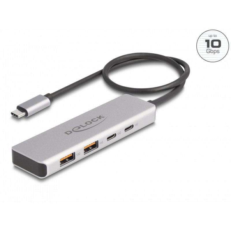 DeLOCK 64230 hub & concentrateur USB Type-C 10000 Mbit/s Gris