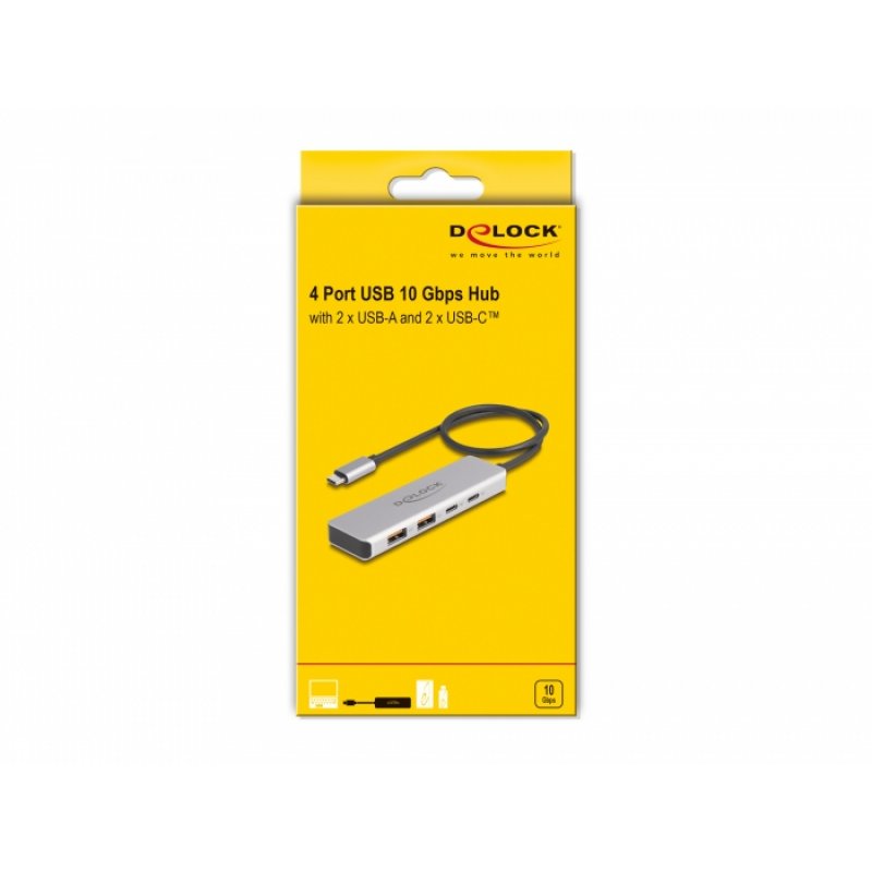 DeLOCK 64230 hub & concentrateur USB Type-C 10000 Mbit/s Gris