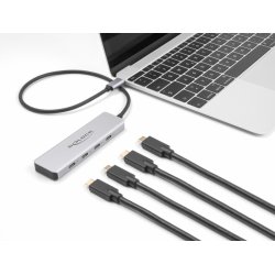 USB 10 Gbps USB Type-C Hub mit 4 x USB Type-C Buchse (grau)