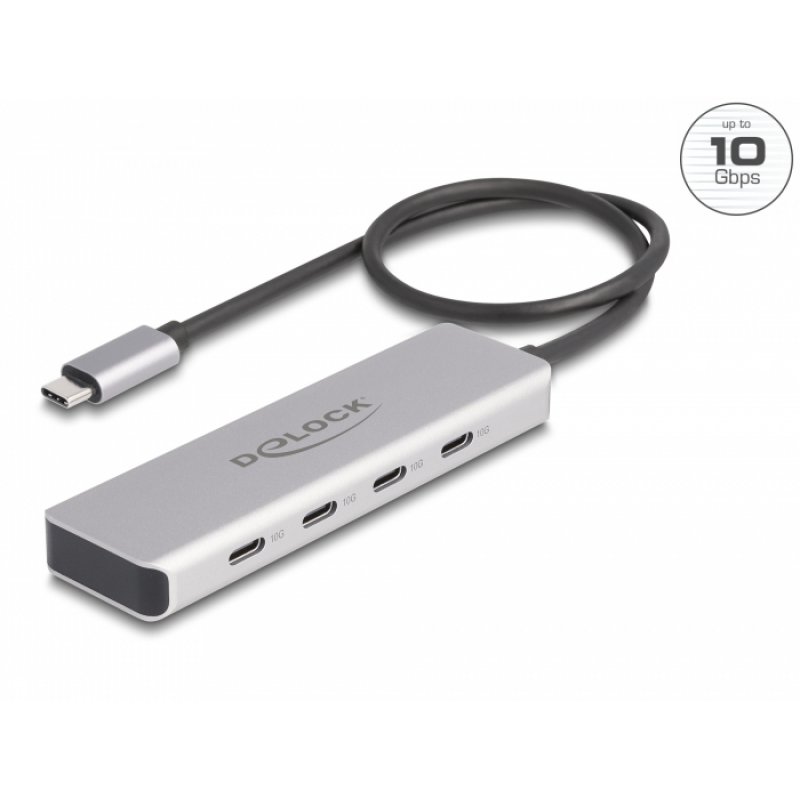 USB 10 Gbps USB Type-C Hub mit 4 x USB Type-C Buchse (grau)