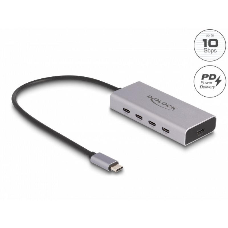 DeLOCK 64235 hub & concentrateur USB Type-C 10000 Mbit/s Gris