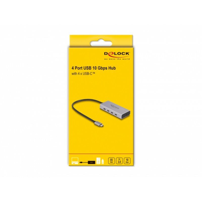 DeLOCK 64235 interface hub USB Type-C 10000 Mbit/s Grey