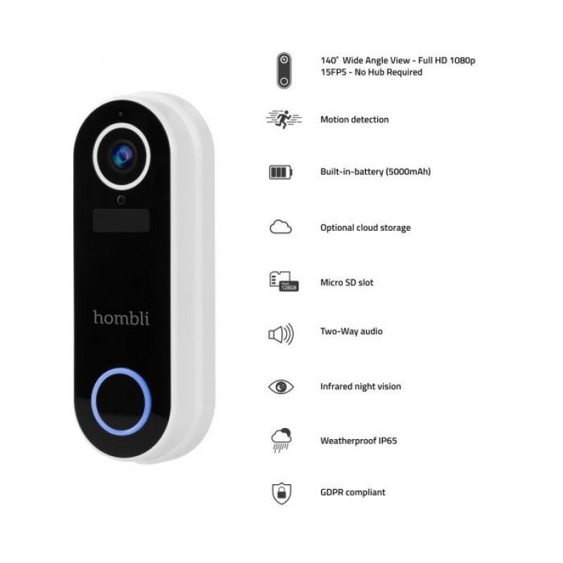 Hombli Smart Doorbell Pack Noir, Blanc