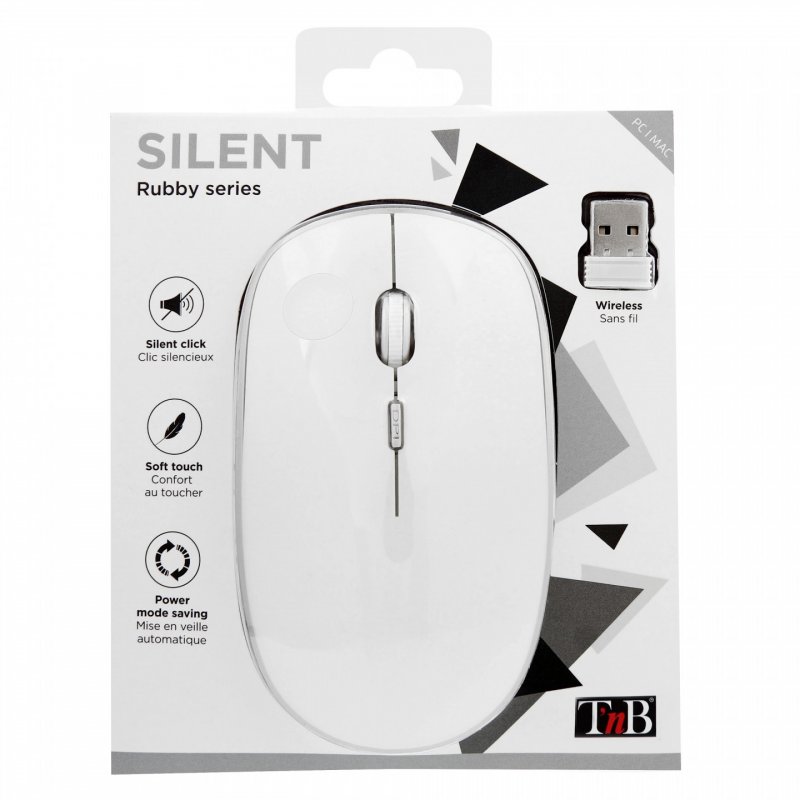 T'nB Wireless silent click mouse RUBBY white