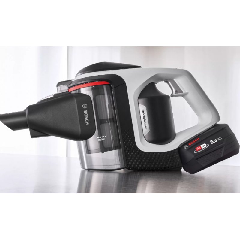 Bosch Serie 8 BSS82SIL1 aspirateur balai et balai électrique Batterie Sec Sans sac Noir, Argent 5 Ah
