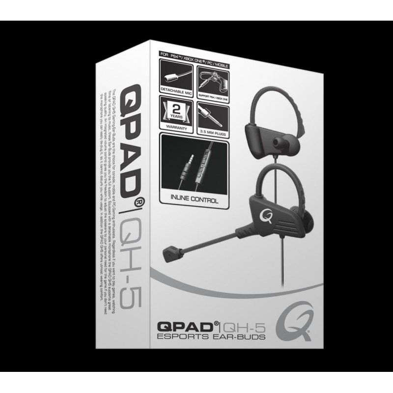 QPAD QH5 headphones/headset Wired Ear-hook, In-ear Gaming Black