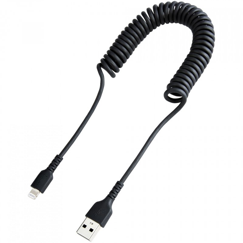 USB TO LIGHTNING CABLE - 1M (3.3FT) COILED CABLE BLACK