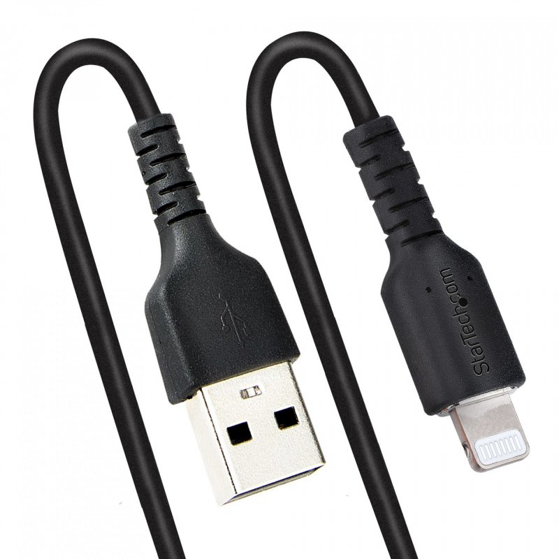 StarTech.com Câble USB vers Lightning de 1m - Certifié Mfi - Adaptateur USB Lightning Noir, Gaine durable en TPE - Cor