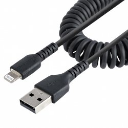 USB TO LIGHTNING CABLE - 50CM (20IN) COILED CABLE BLACK