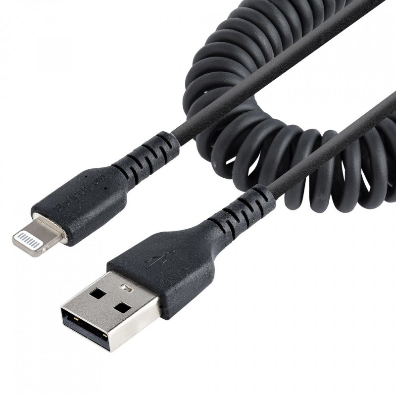 USB TO LIGHTNING CABLE - 50CM (20IN) COILED CABLE BLACK
