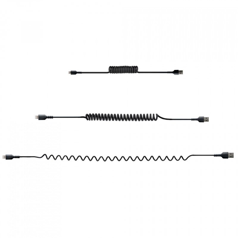 USB TO LIGHTNING CABLE - 50CM (20IN) COILED CABLE BLACK