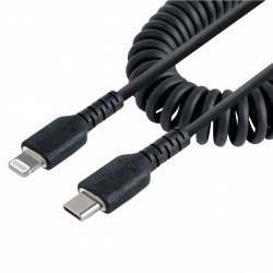 USB C TO LIGHTNING CABLE - 50CM (20IN) COILED CABLE BLACK