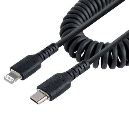 USB C TO LIGHTNING CABLE - 50CM (20IN) COILED CABLE BLACK