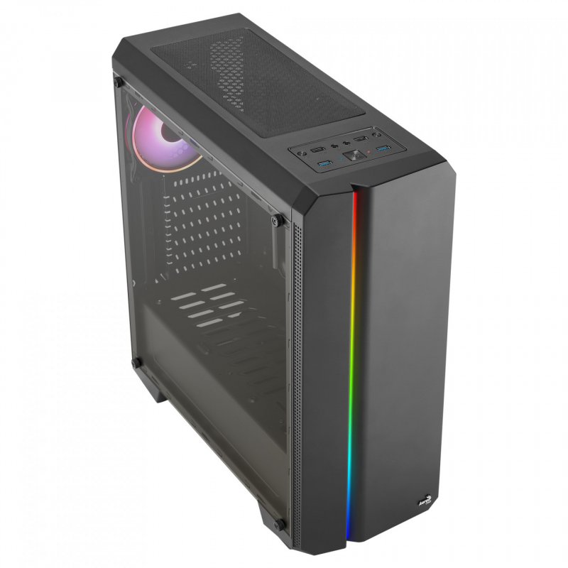 Boitier Moyen Tour ATX AeroCool compatible Genesis v2 RGB avec panneau vitré (Noir)