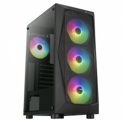 Boitier Moyen Tour ATX AeroCool compatible Falcon A v2 RGB avec panneau vitré (Noir)