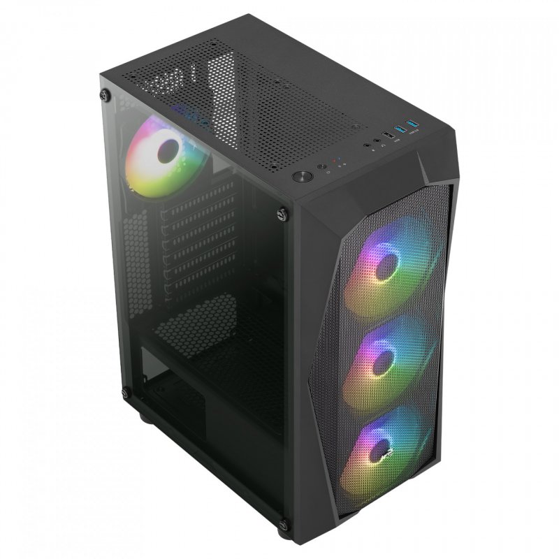 Boitier Moyen Tour ATX AeroCool compatible Falcon A v2 RGB avec panneau vitré (Noir)