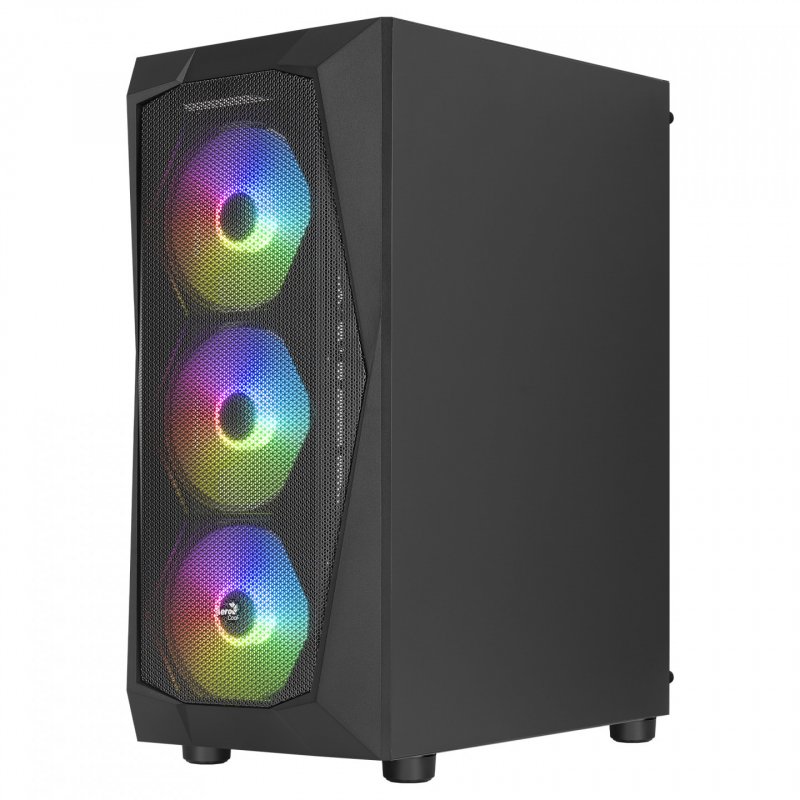Aerocool FALCONV2BK PC ATX Case Front Panel Mesh Tempered Glass 4 Fans ARGB 12cm Black