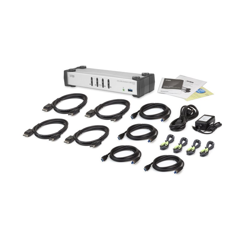 ATEN 4-Port USB 3.1 Gen 1 DisplayPort 1.1 KVMP™ Switch with Speaker (KVM cables included)