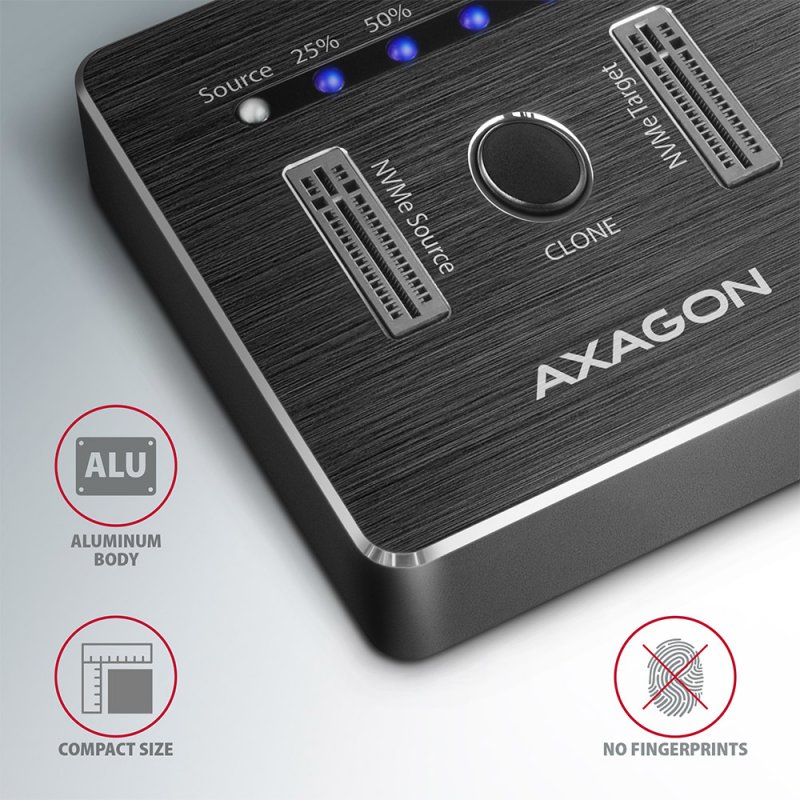AXAGON compatible ADSA-M2C NVMe CLONE DUAL SSD Dock Station