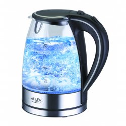 Adler AD 1225 bouilloire 1,7 L 2000 W Noir, Acier inoxydable, Transparent
