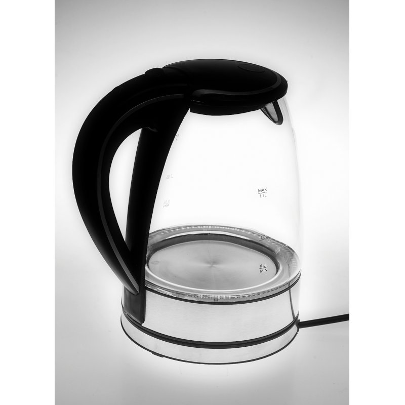 Adler AD 1225 bouilloire 1,7 L 2000 W Noir, Acier inoxydable, Transparent