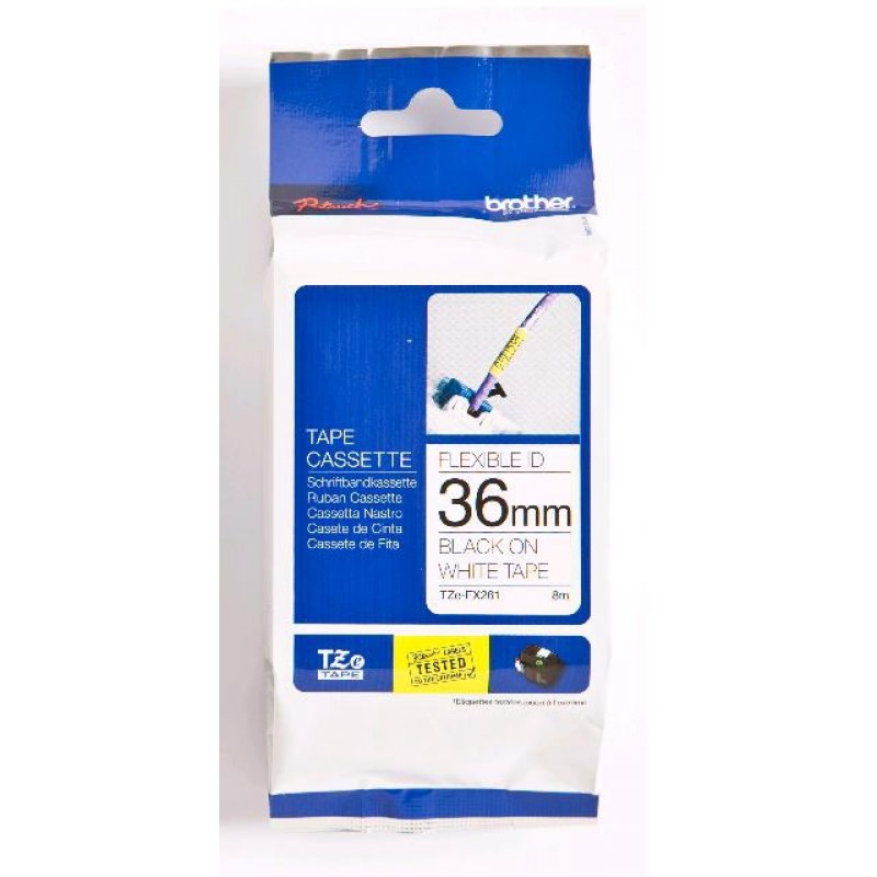 Brother TZe-FX261 ruban d'étiquette Noir sur blanc