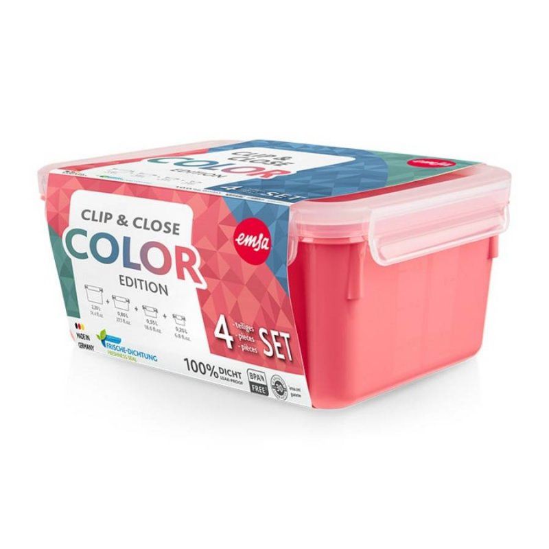 EMSA Clip & Close Rectangulaire Régler Corail 4 pièce(s)