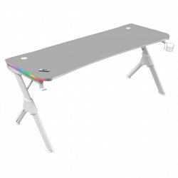 Mars Gaming MGDXLRGBW Ergonomic Gaming Desk RGB White Big