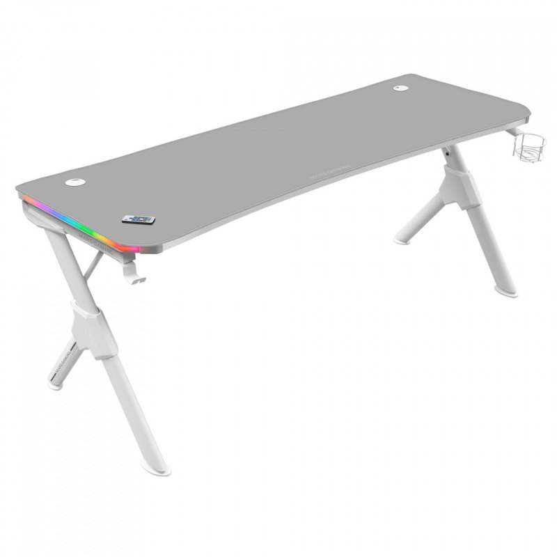 Mars Gaming MGDXLRGBW Ergonomic Gaming Desk RGB White Big