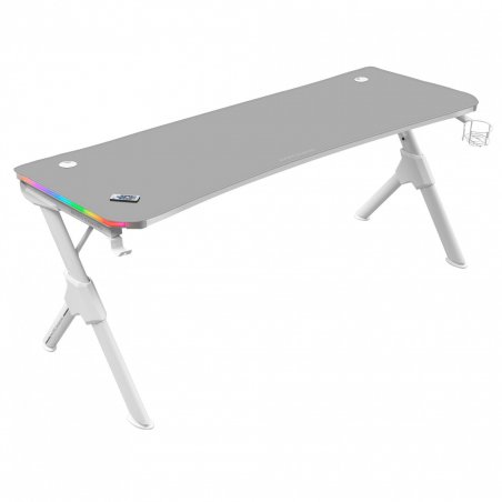 Mars Gaming MGDXLRGBW Ergonomic Gaming Desk RGB White Big