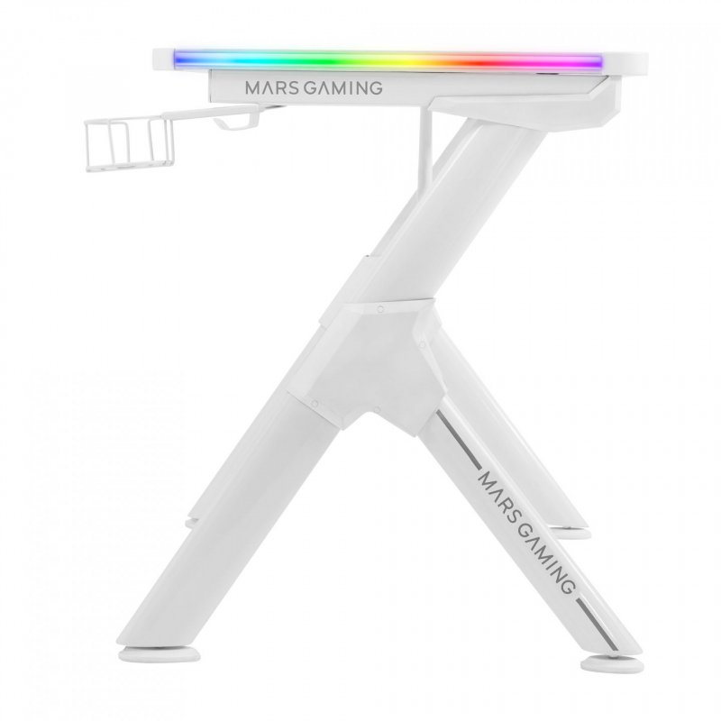 Mars Gaming MGDXLRGBW Ergonomic Gaming Desk RGB White Big