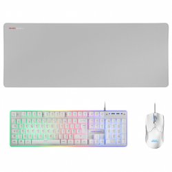 Mars Gaming MCPXWFR Combo Keyboard H-Mech FRGB Ultralight Mouse 10000DPI and XXL Mousepad White French Language