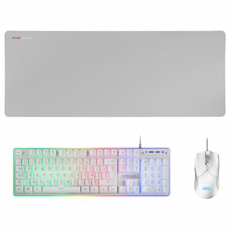 Pack 3 en 1 Gamer (Clavier/Souris/Tapis) Mars Gaming MCPX RGB (Blanc)