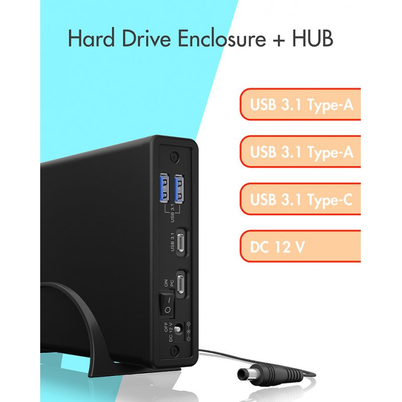 ICY BOX IB-382H-C31 HDD/SSD enclosure Black 2.5/3.5"