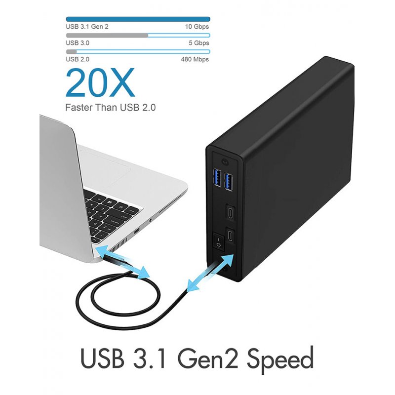 ICY BOX USB Type-C Gehäuse mit USB Hub für 3,5" & 2,5" HDD/SSD, IB-382H-C31 - schwarz